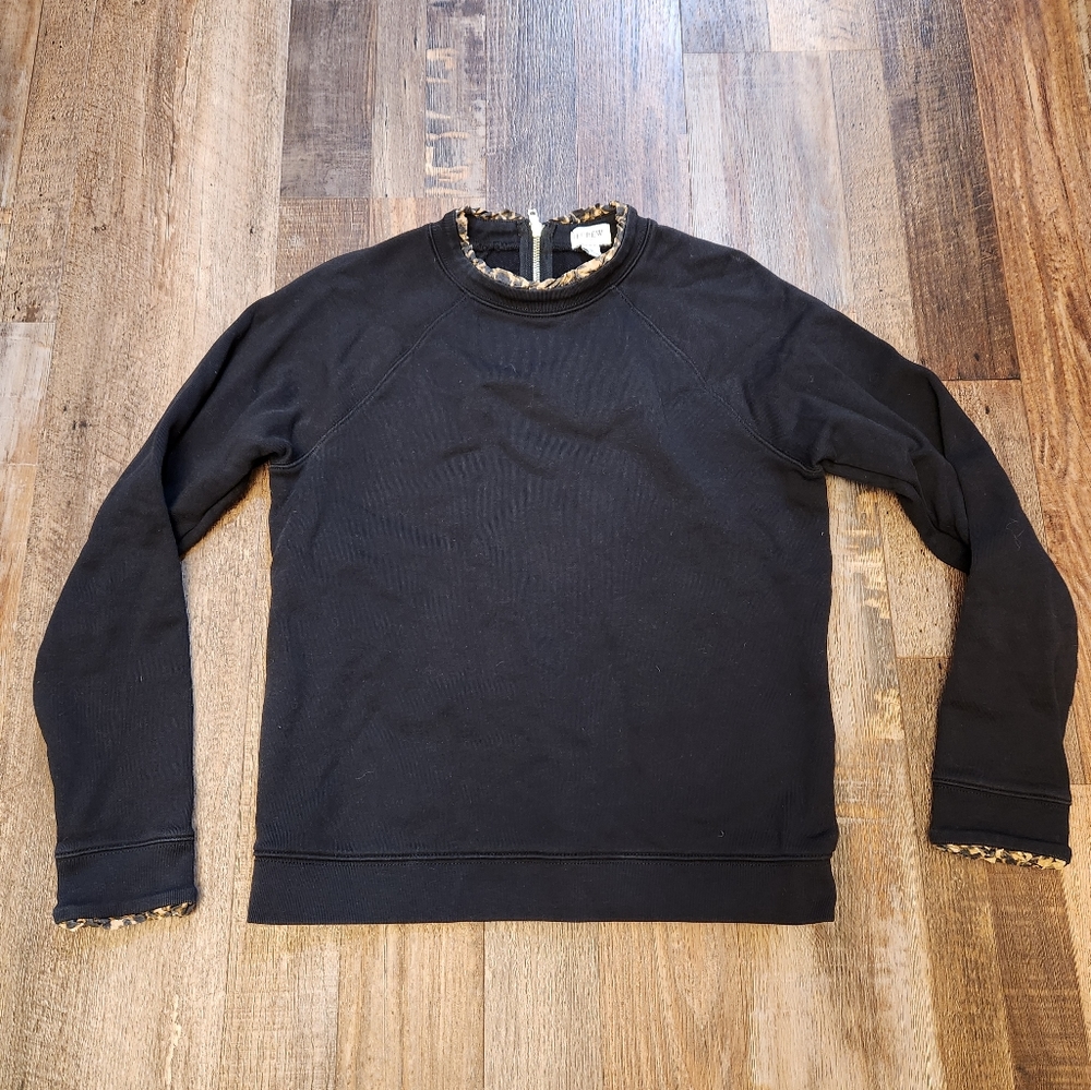 J Crew Cheetah Ruffle Neck Sweatshirt